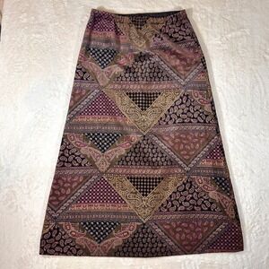 Vintage Tumbleweeds Paisley Patchwork Cotton Maxi Skirt Purple 70s 80s Style